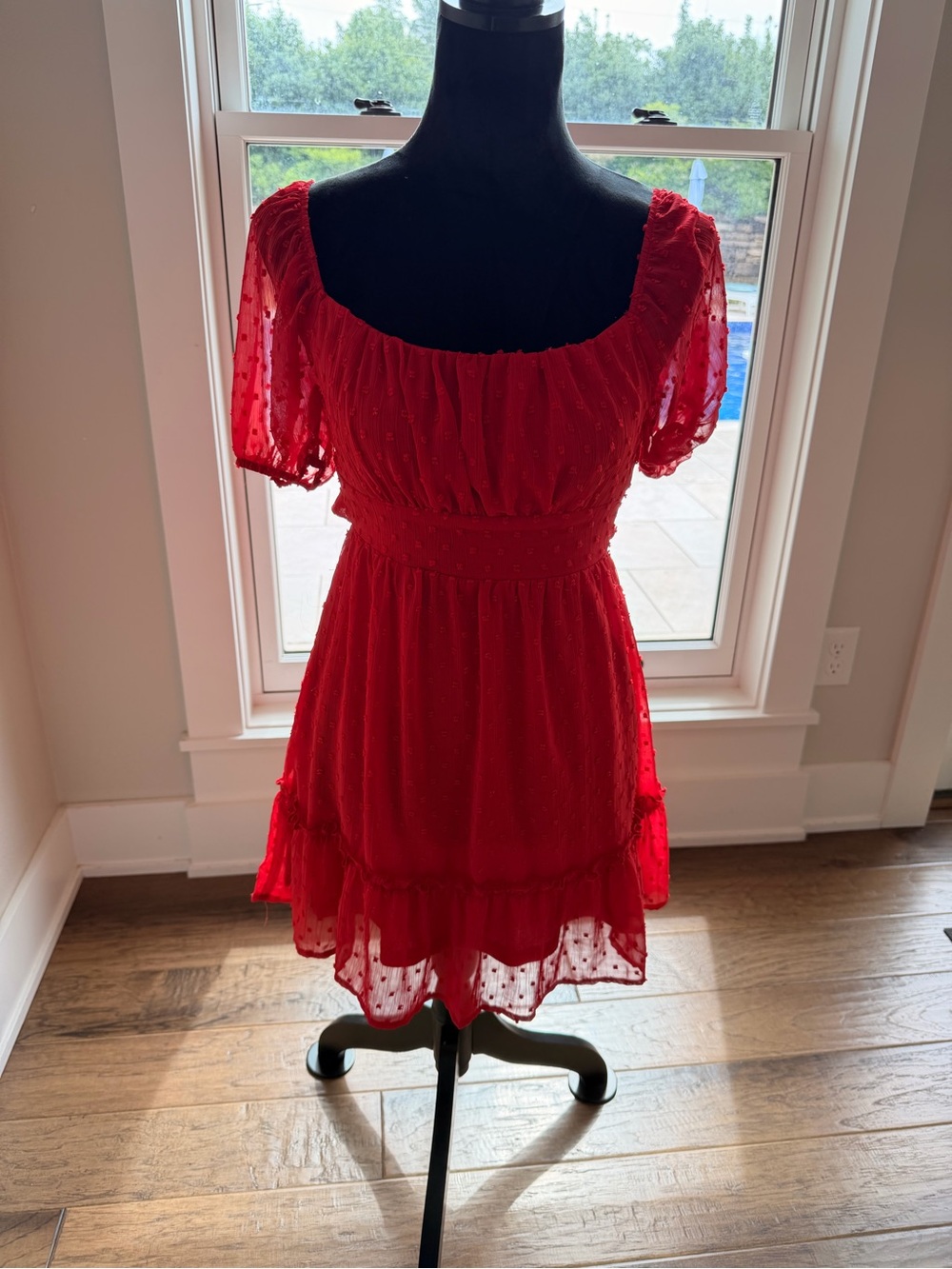 Altar'd State Red Swiss Dot Mini Dress - Picture 2 of 6